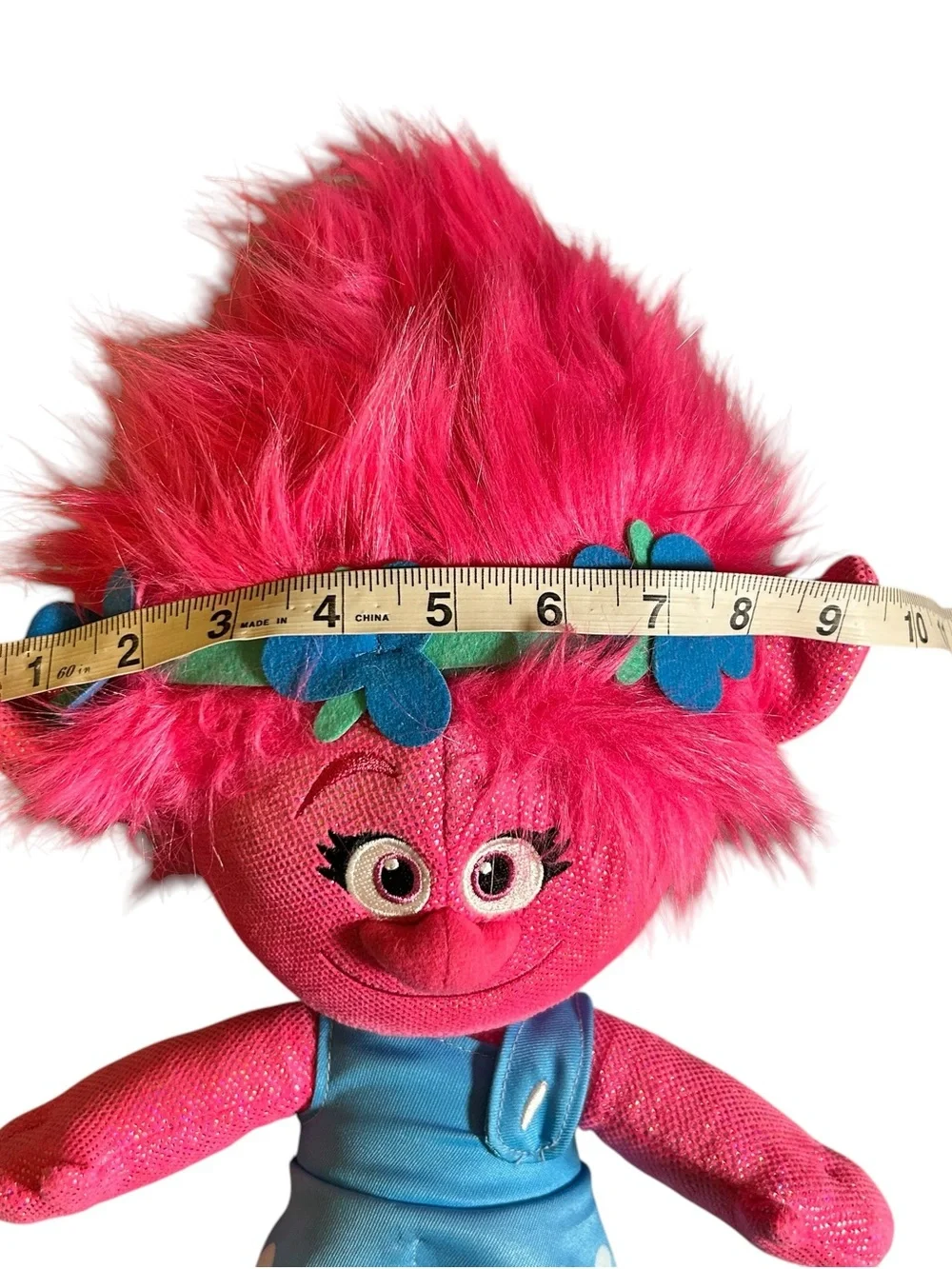 DreamWorks Trolls Poppy Plush Stuffed Animal Like New Pink Blue